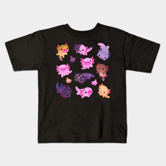 Happy axolotl Kids T-Shirt by pikaole